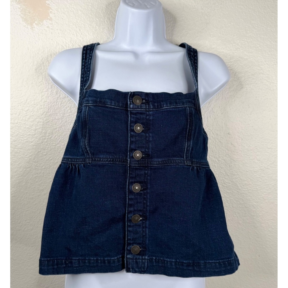 American Eagle Women's Top Y2K Babydoll Denim Western Boho Festival Blue Sz S